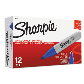 Sharpie® Chisel Tip Permanent Marker, Medium Chisel Tip, Blue, Dozen freeshipping - TVN Wholesale